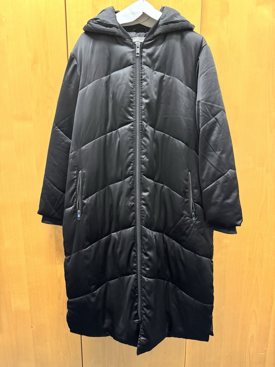 Longline Black Puffer Coat With Hood, ASOS; UK 18, EUR 46, USA 14