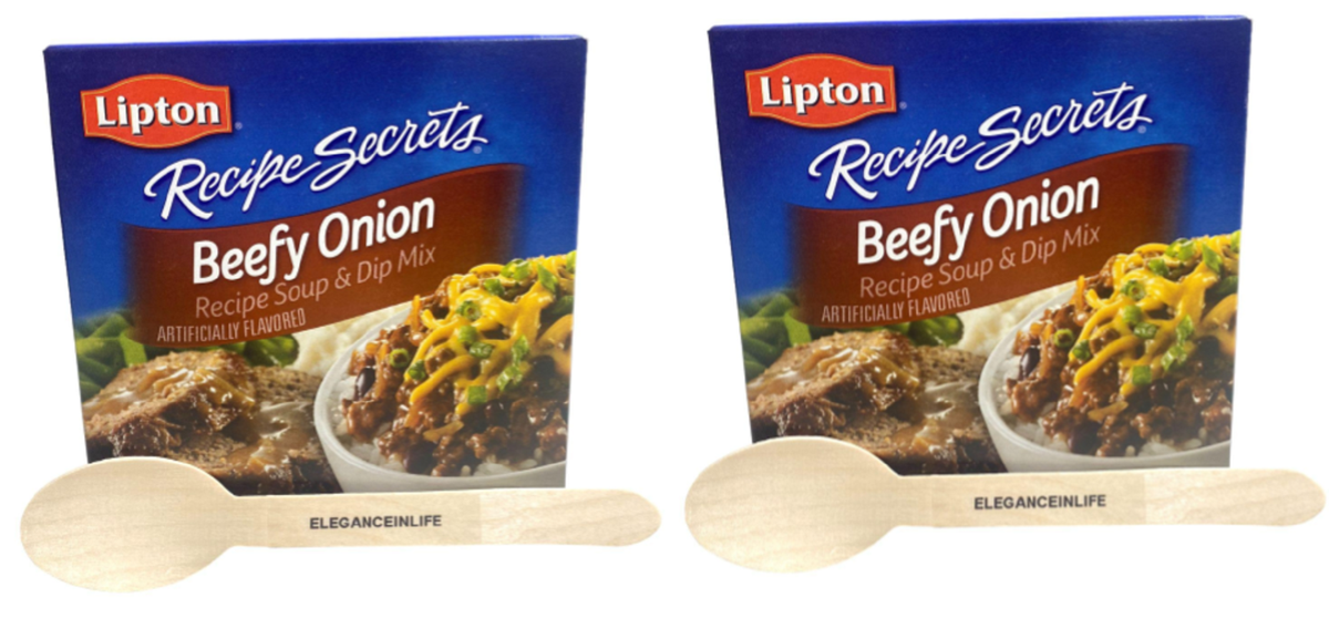 Lipton beefy onion 2.2 oz each with EleganceinLife wooden spoons