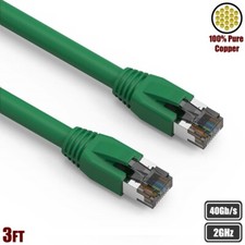 3FT Cat8 RJ45 Network LAN Ethernet S/FTP Patch Cable Copper 2GHz 40Gbps Green