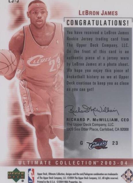 2003-04 Upper Deck Ultimate Collection - LeBron James #LJ-J for