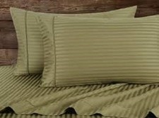 Queen Size Moss Stripe 4 Piece Sheet Set 1000 Thread Count 100 Egyptian Cotton