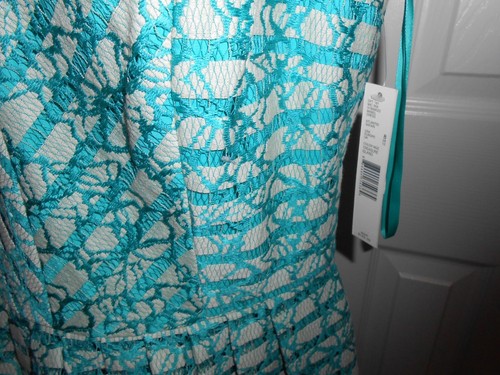 NWT~$169.00~ANTONIO MELANI~MABEL~ATLANTIS/SAFARI~TEAL~LINED~LACE~DRESS Size 8 - Picture 4 of 13