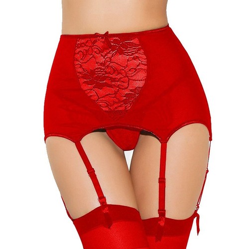 Women's Fun Underwear Sexy Lace Hollow High Waist Garter Strap Large Gift - Picture 4 of 16