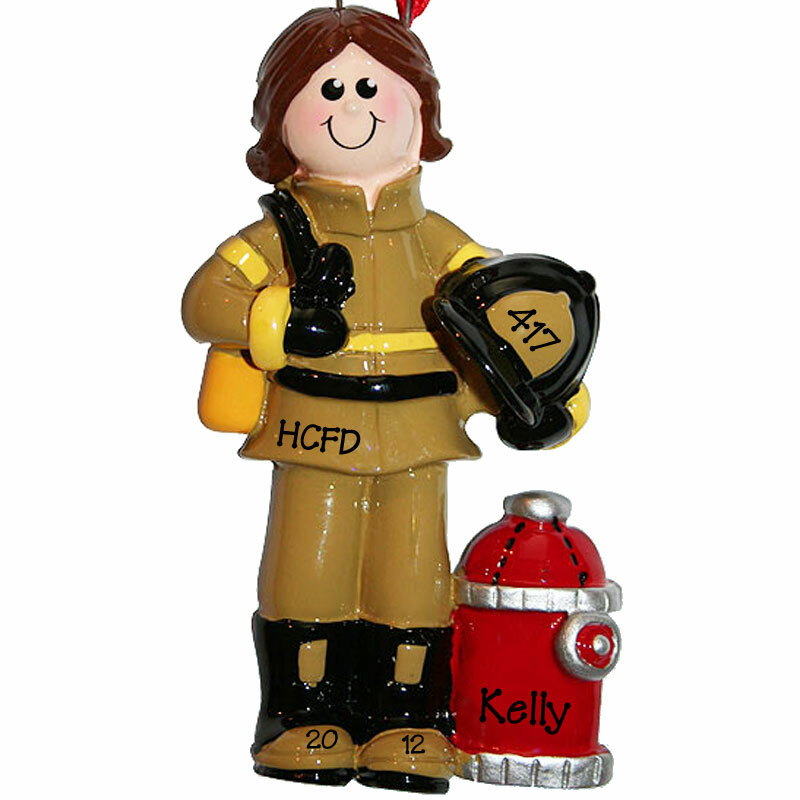 Firewoman Personalized Christmas Tree Ornament