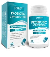 Probiotics 120 Billion Cfus 18 Strains, 3 Prebiotics & Digestive Enzymes for Men