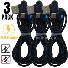 3 Pack Braided 90 Degree Right Angle Type C Cable 3Ft 6Ft USB-C Fast Charger Lot