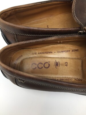 ECCO Mens Sz 43 9/9.5 Brown Leather Slip On Driving  display picture 3