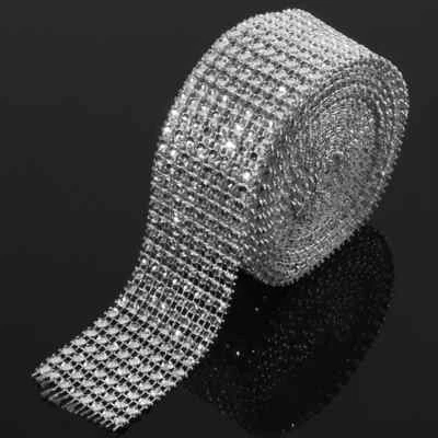 3 METRE LENGTHS - SILVER DIAMANTE DIAMOND EFFECT RIBBON TRIM CAKE CRAFT BRIDAL