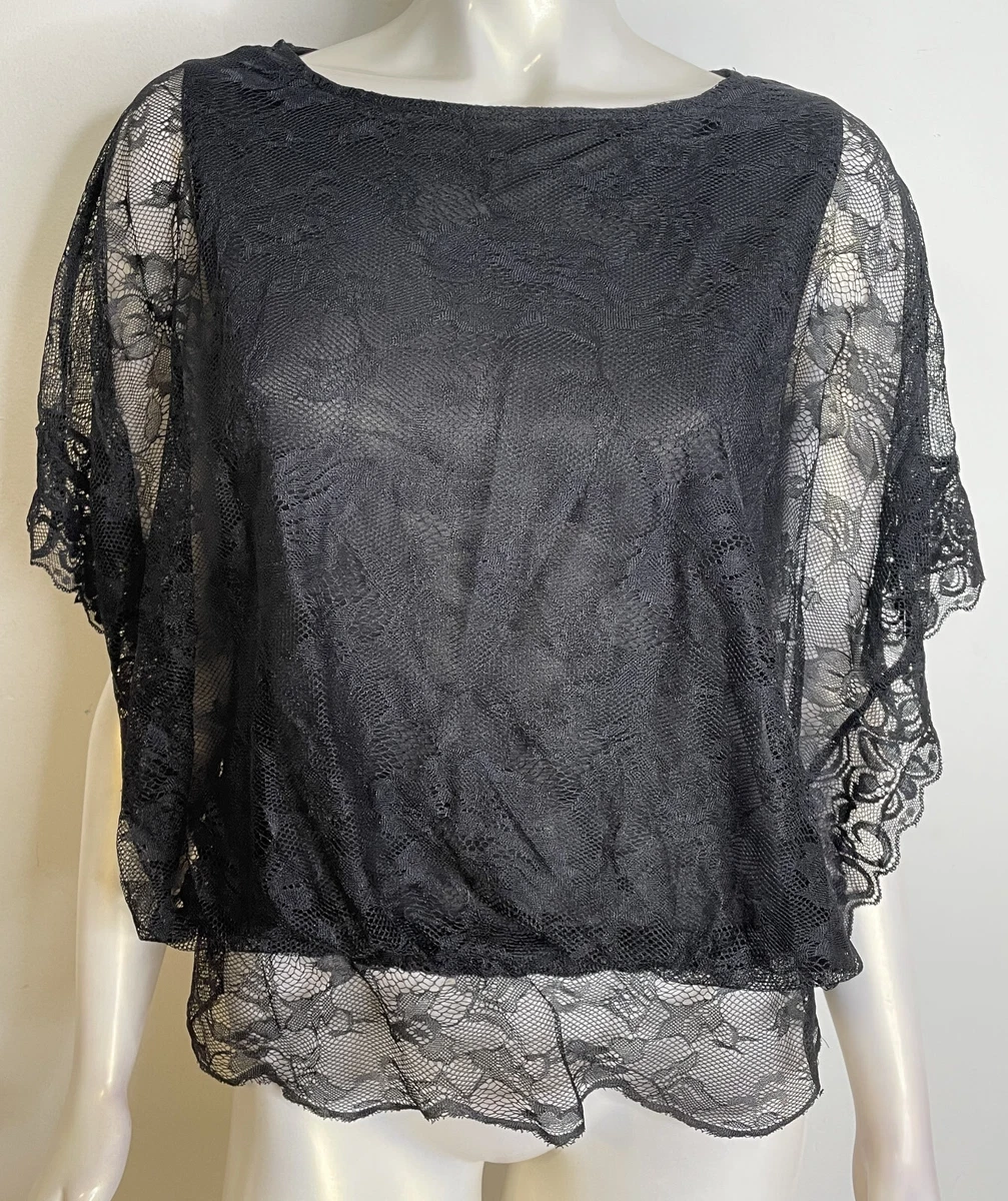Haut Dentelle Marron ECI New York - Taille 8, Manches Longues, Neuf Avec Étiquettes