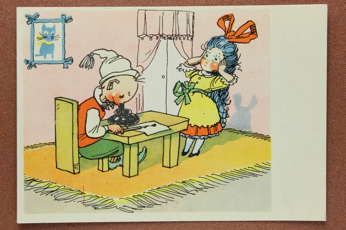 Fairy tale Golden Key Pinocchio BURATINO MALVINA ink pen Russian