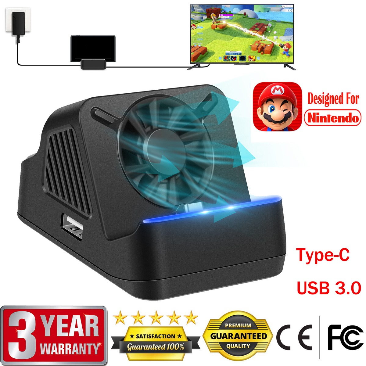 Charging Dock Cradle Stand USB Port For Nintendo Switch OLED