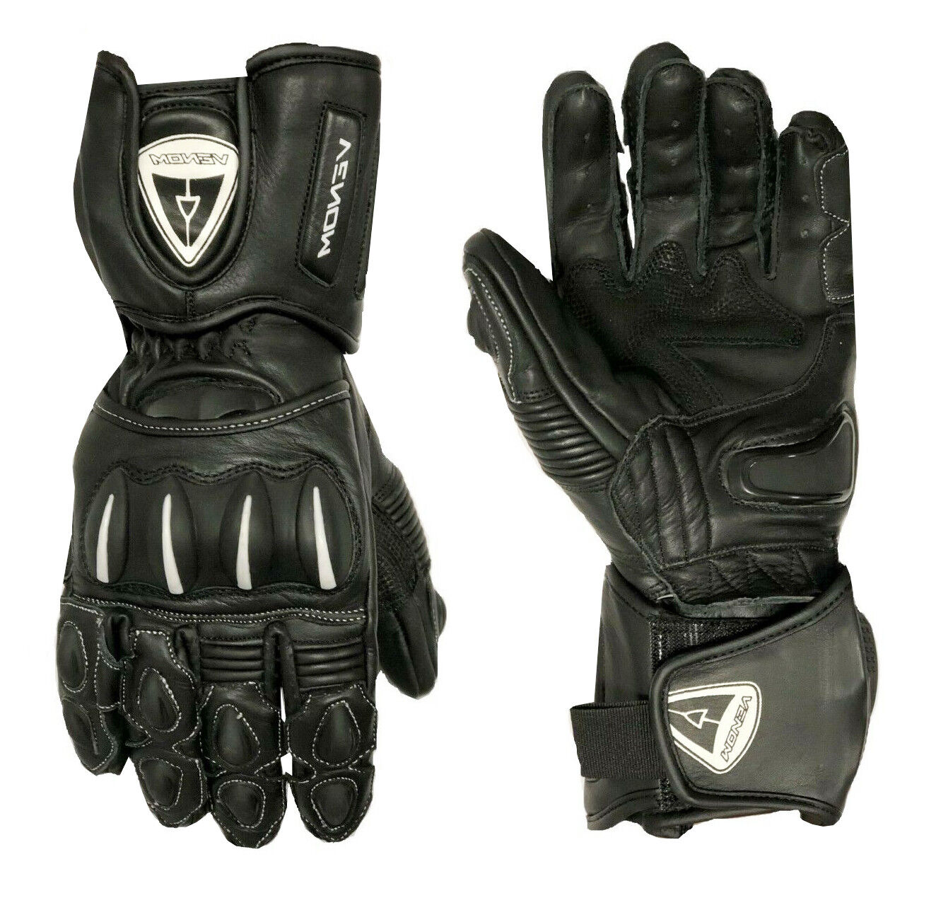 GUANTI DA PISTA RACING PER MOTO IN PELLE CON PROTEZIONI VENOM S M L XL