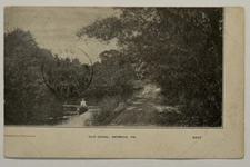 Man in Boat Old Canal Berwick PA Pennsylvania Sterling Stove Antique Postcard
