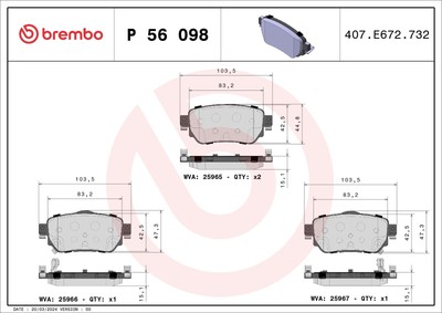 Bremsbelagsatz Scheibenbremse PRIME LINE BREMBO P 56 098 für J11 NISSAN QASHQAI