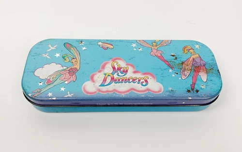 Sky Dancer Dancers Blue Pencil Box Metal School Rare Merchandise