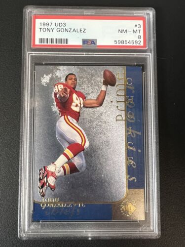 Tony Gonzalez 1997 Upper Deck UD3 Prime Foil Rookie #3 PSA 8 Chiefs