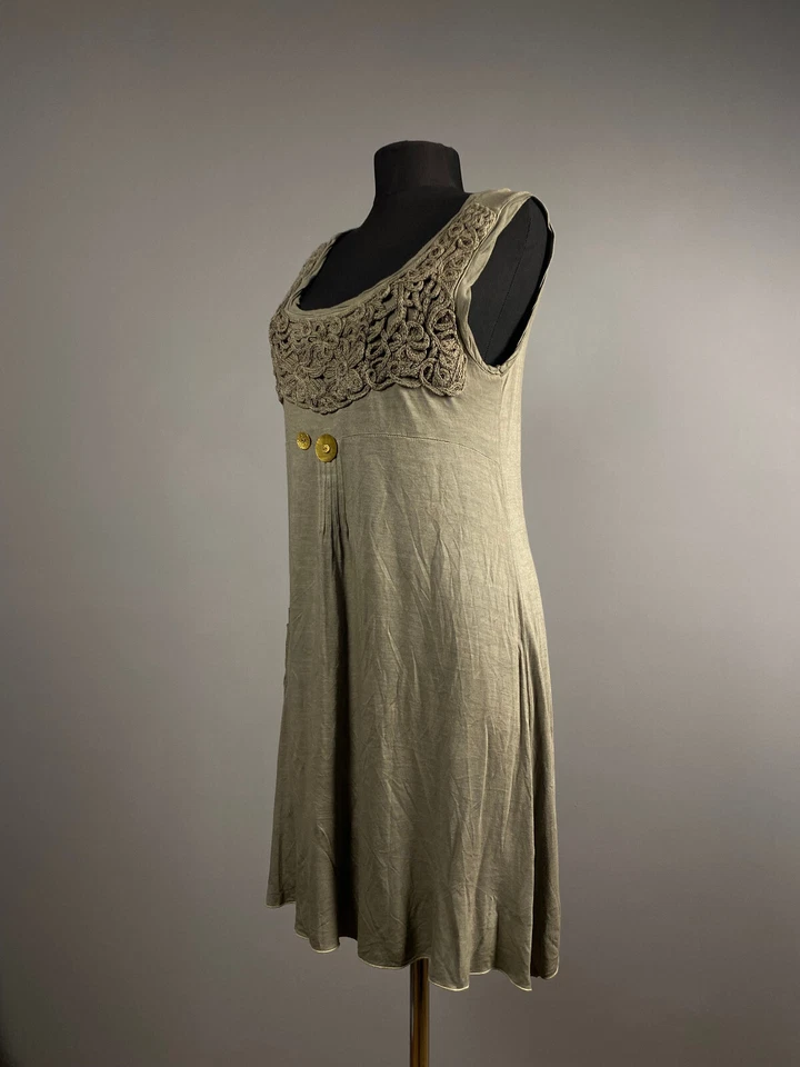 Elisa Cavaletti Womens Olive Khaki Boat Neck Sleeveless Tank Tunic Dress Size M - Image 4 of 4