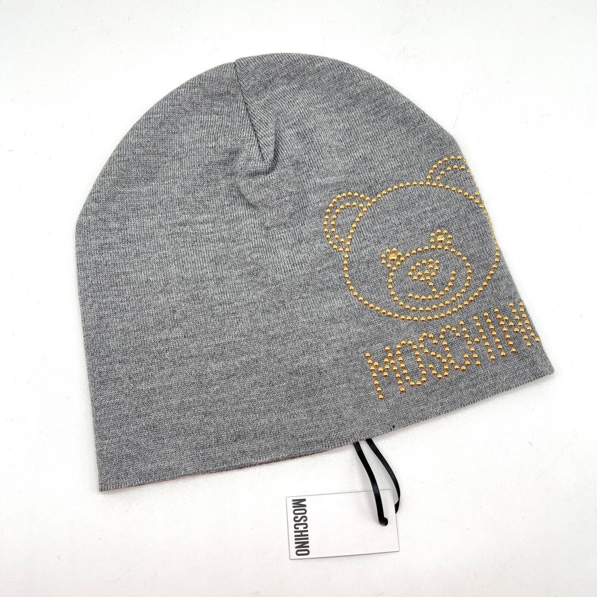 MOSCHINO Teddy Bear Studded Wool Beanie Womens One Size  display picture 2