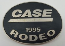 JI Case International Harvester 1995 Rodeo Black Silver Tone Metal Belt Buckle