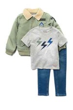 NWT HUDSON Jeans Faux Shearling Collar Bomber Jacket, T-Shirt, & Jeans Set (Todd