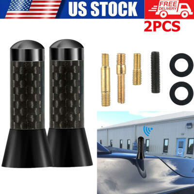 2PCS 1.4'' Carbon Fiber Short Antenna Vehicle Car Truck Radio Aluminum Universal