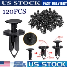 120pcs 8mm Car Auto Bumper Clips Hole Plastic Rivets Fastener Fender Push In Pin