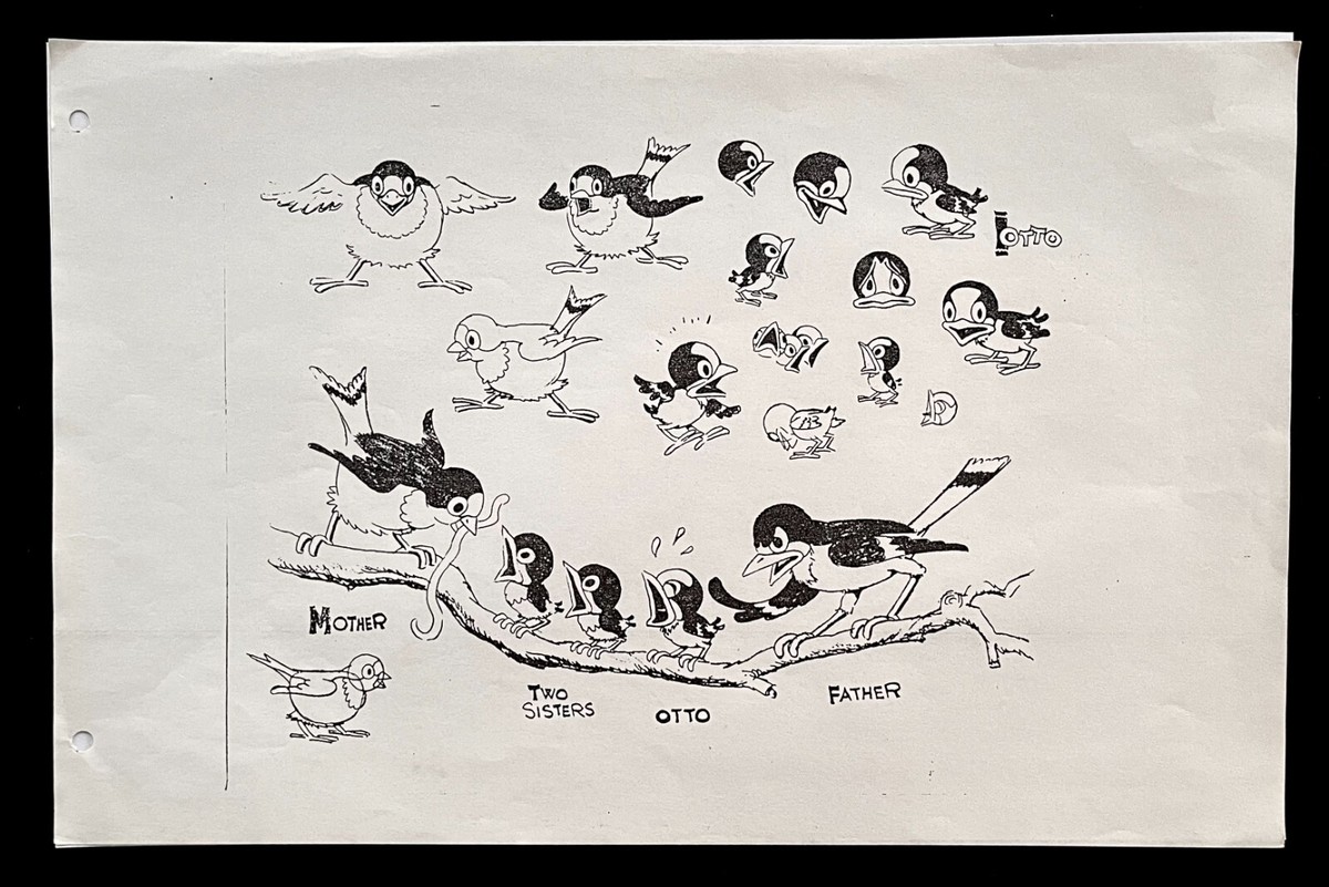 BIRDS IN THE SPRING Otto 1933 MODEL SHEET Disney ANIMATION