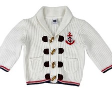 JANIE AND JACK White Red Blue Toggle Cardigan Sweater Nautical NWT 3-6mo ISSUE