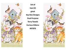 KAY DEE DESIGNS Curious Kittens Cats R7870 Two Dual Purpose Terry Towels~16"x26″