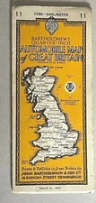 Vintage Bartholomews Quarter Inch Cloth Map, Sheet 11, York-Darlington, 1940's