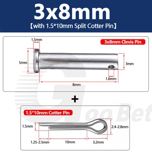 Clevis Pin Hinge Pin Retaining Pin with Cotter Pin Stainless Steel Metric 304 A2 - Picture 19 of 182