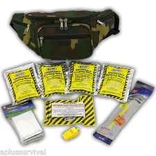 1 Day Emergency Car Office Camping Survival Kit Camo Fanny Pack Bug Out Bag