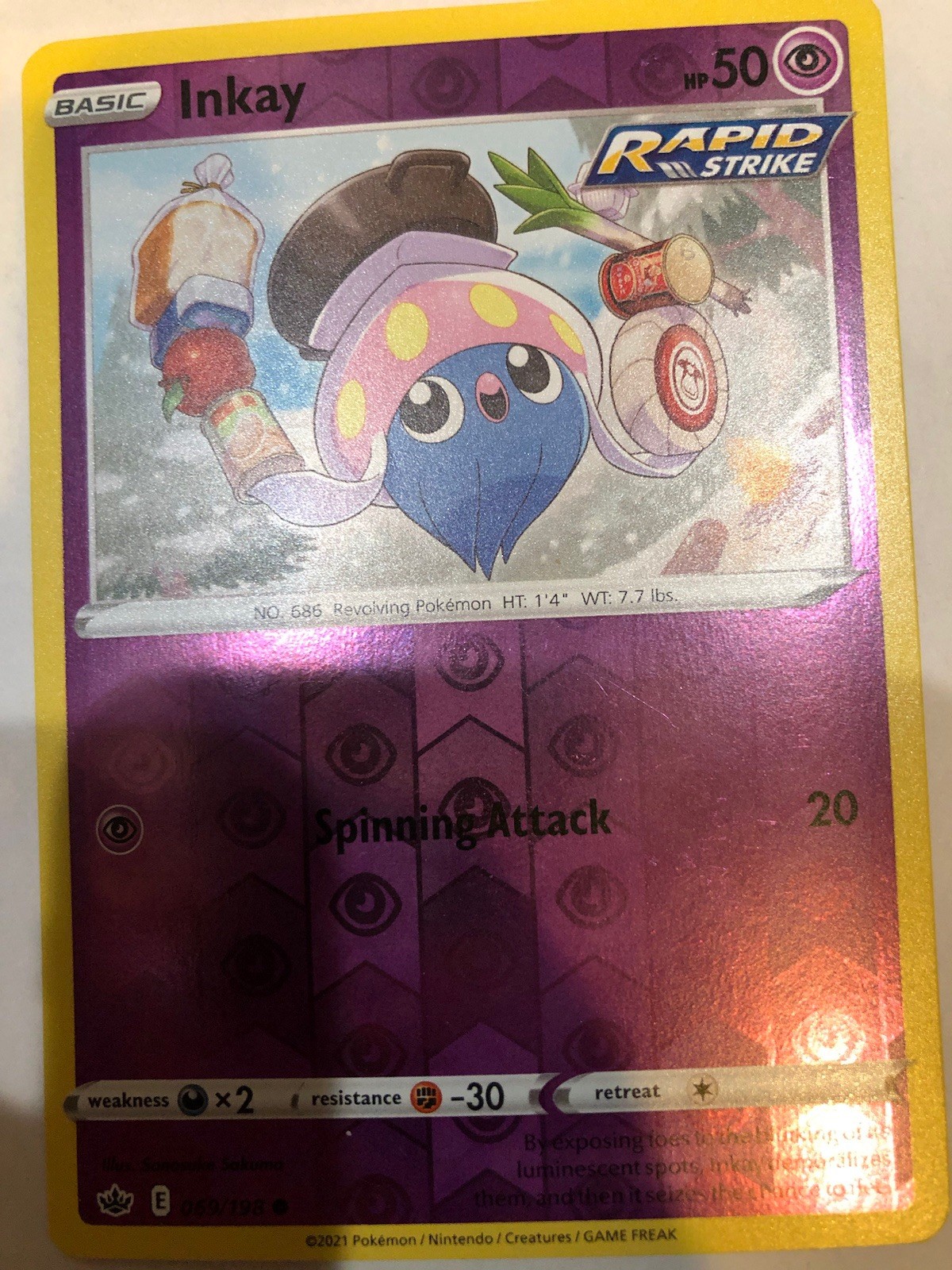 Inkay 69/198 Reverse Holo | Chilling Reign | Pokemon Card