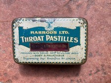 Vintage Harrod’s Throat Pastilles  Advertising Chemist Tin 