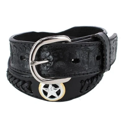 Ceinture En Cuir Western Concho Étoile Or Et Argent Pour Garçon - Photo 1/2