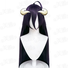 Anime Overlord Albedo Cosplay Purple Wearable Wig Halloween Hairpiece Prop Gift