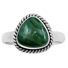 Natural Malachite Eye - Congo 925 Sterling Silver Ring s.8 Jewelry R-1009