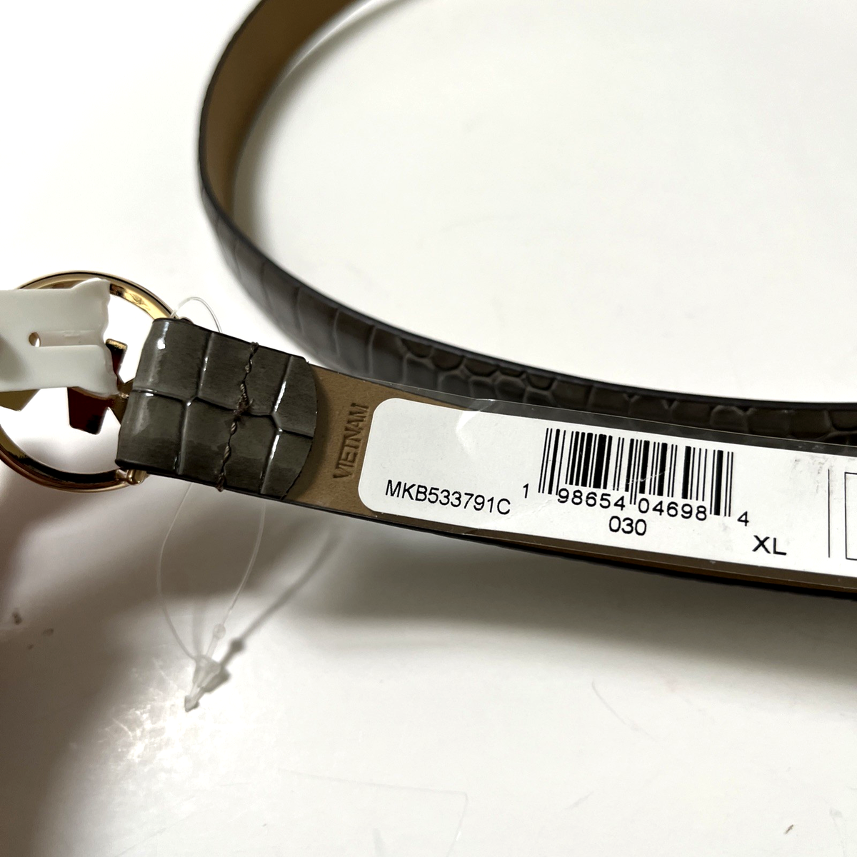 Michael Kors Slim Belt Gray Faux Croc Patent Leather MK Logo XL 43.5” NWT Michael Kors Leather Gray Belts for Women for sale | eBay main image 4