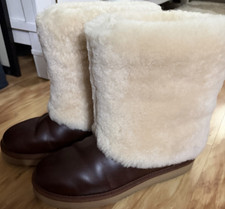 UGG Womens Shearling Brown & Cream Mid-Calf B...