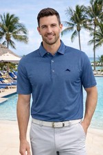 Tommy Bahama Shirt Mens Large Blue Performance Short Sleeve Polo Golf Active