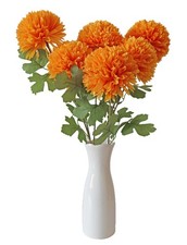 6PCS Faux Chrysanthemum Fake Orange Flowers Artificial Mums Flowers Indoor 4....