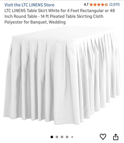 White 14 feet POLYESTER PLEATED TABLE SKIRT Tradeshow Wedding Catering Supplies