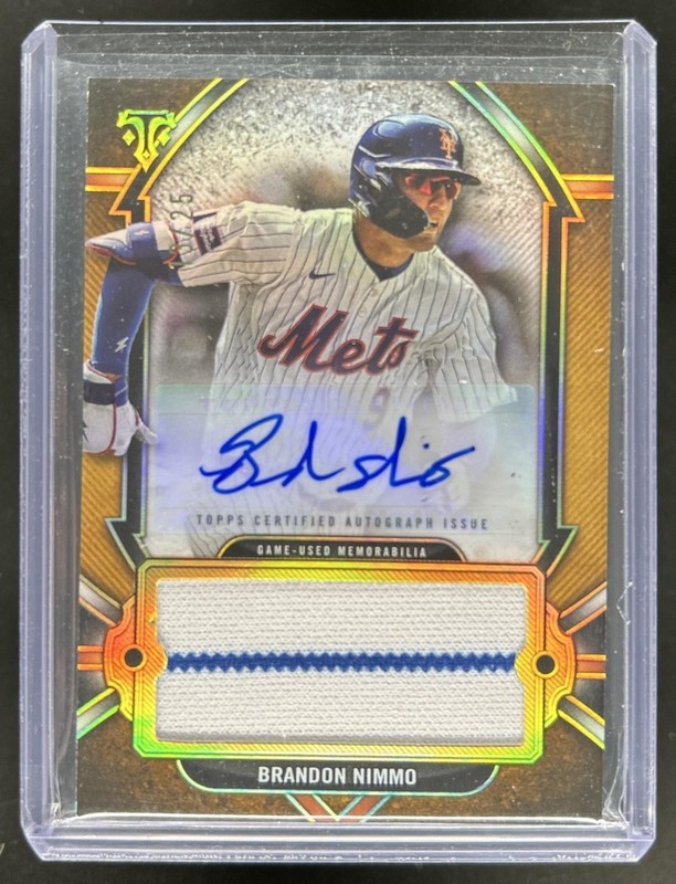 2024 Triple Threads Brandon Nimmo Auto Single Jumbo Jersey Gold #/25 Mets