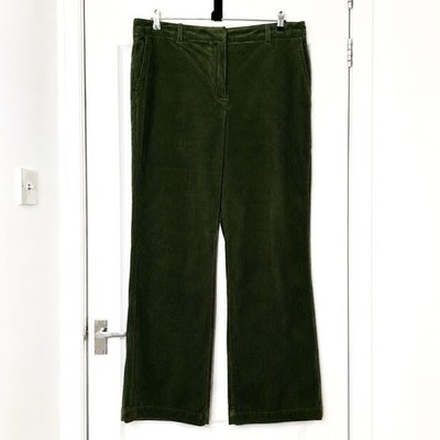 Seasalt Cornwall Womens Corduroy Trousers UK 20 Green Wide Leg Cords Casual