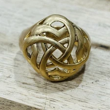 Vtg Lia Sophia ADRIFT Matte Gold-Tone Celtic Knot Viking Dome Chunky Ring Size 9