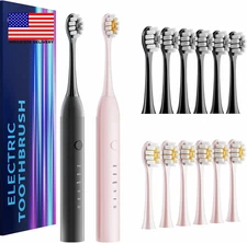 2 Pack Electric Toothbrush Set, Comes with 12 Brush Heads & 2 Electric Toothbrus