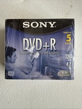 Sealed Sony DVD  R 5 Pack Discs with Cases 120 min 4.7 GB Blank DVDS