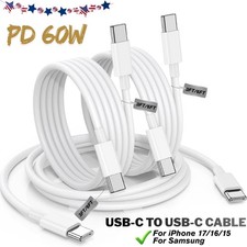 60W PD Fast Charging Cable For iPhone 15 16 17 18 Pro USB-C to Type-C Cord Lot