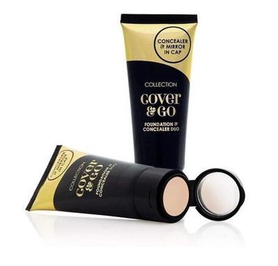 Sammlung Cover & Go Concealer und Foundation. Spiegel in Kappe. Wählen Sie Ihren Farbton