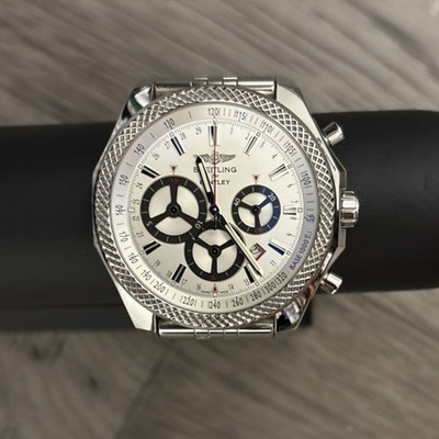 Breitling Bentley Chronograph Luxury Men's Stainless Steel Wristwatch White Dial